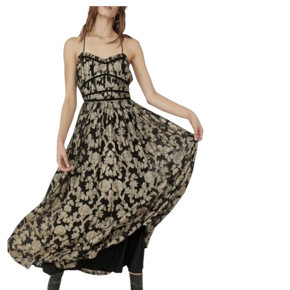 Free People Women’s Dress Charlie Bustier Dress Small S Black Combo New